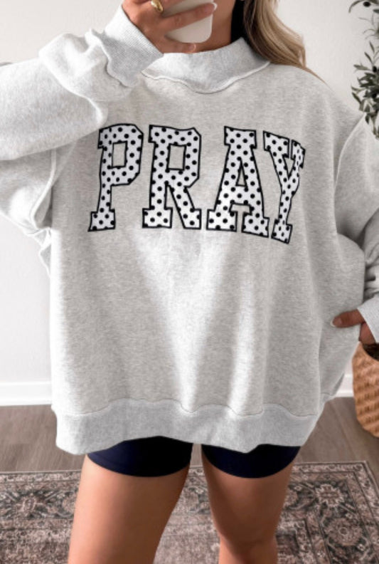 PRAY Embroidered Mock Neck Sweatshirt