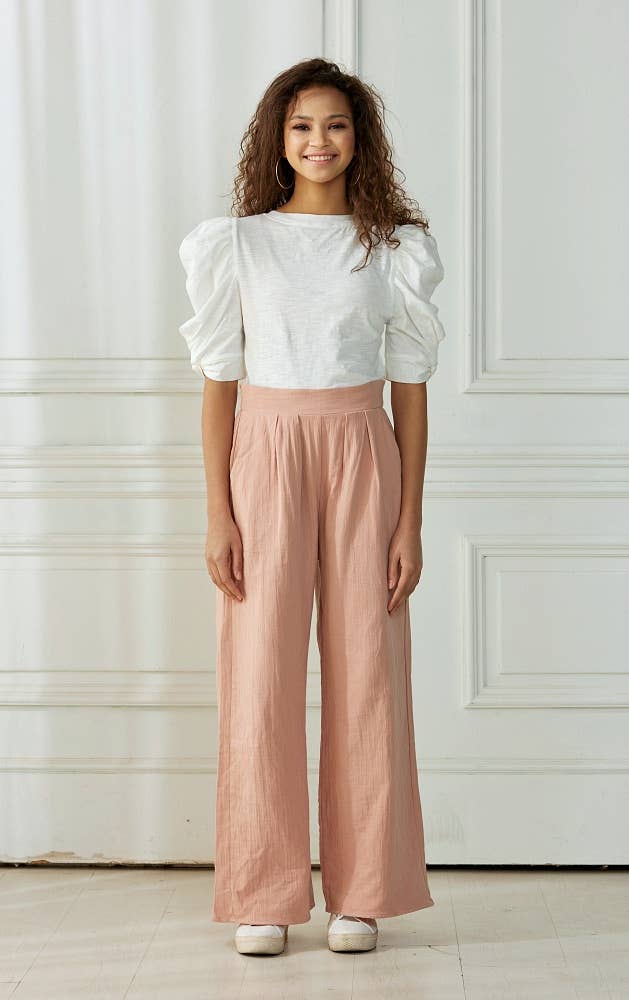 NP1002 Cotton Smocked Wide Leg Pants