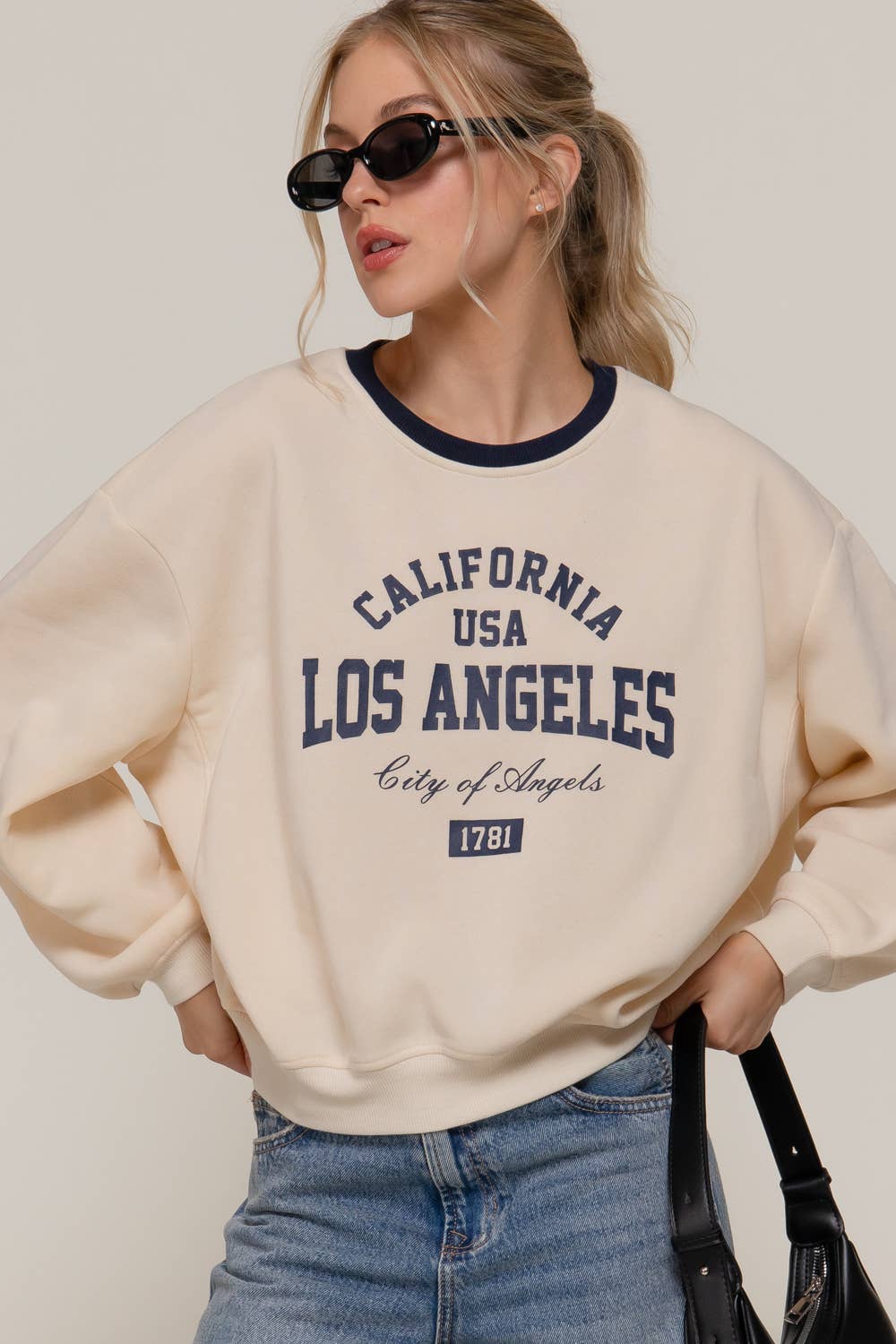 Long Sleeve Printed Oversized Varsity Sweatshirt
