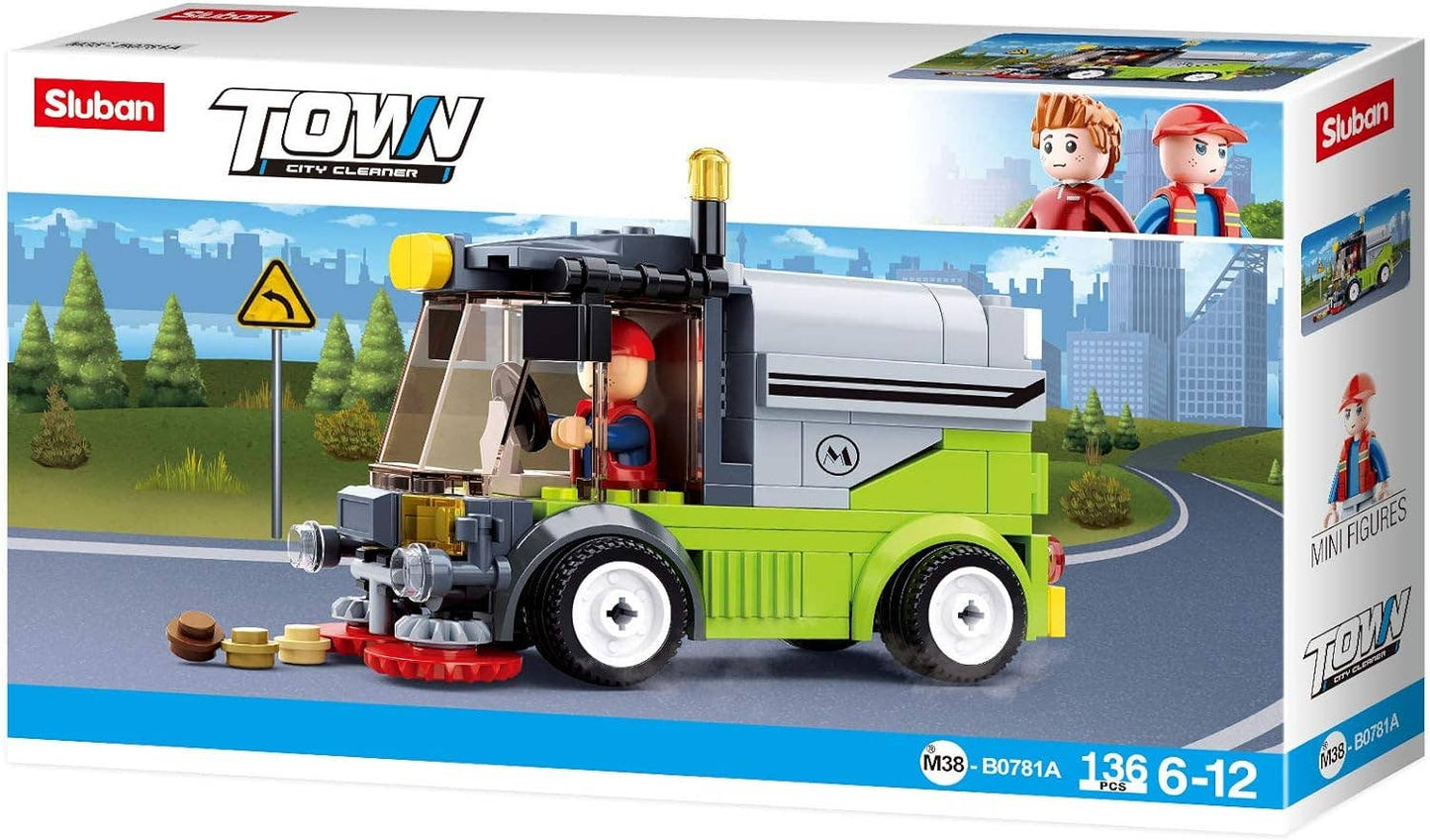 Town City Cleaner Vehicles Building Brick Display Set