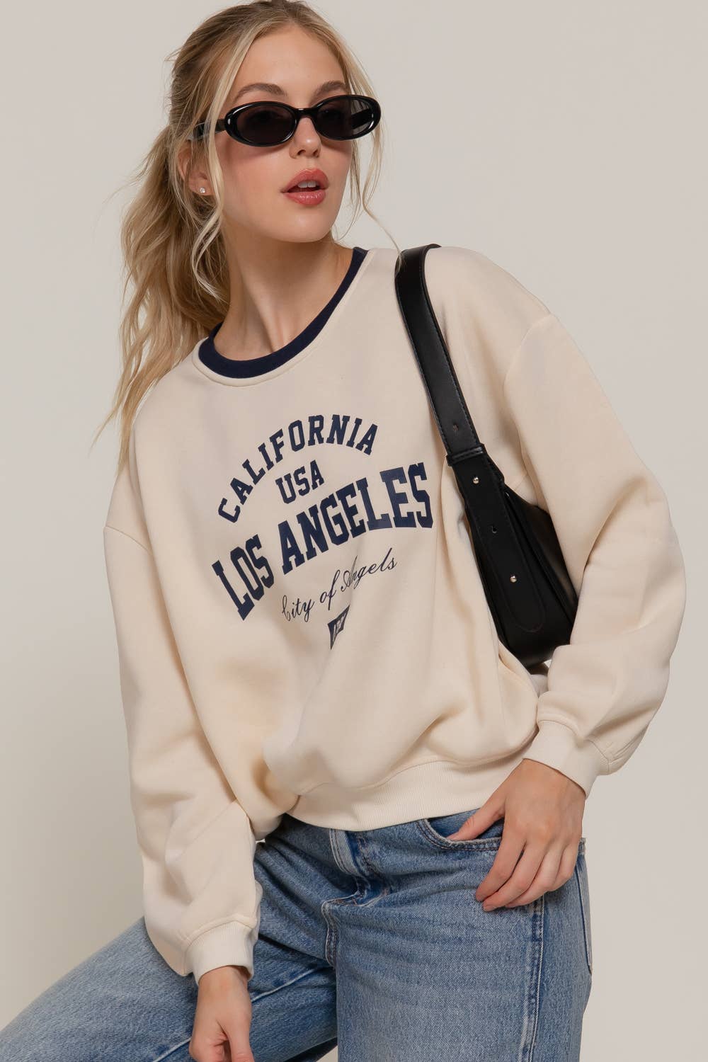 Long Sleeve Printed Oversized Varsity Sweatshirt