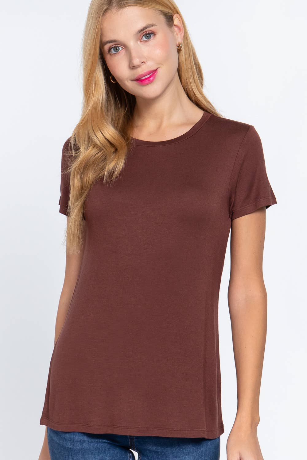 Short Sleeve Crew Neck Rayon Spandex Jersey Top