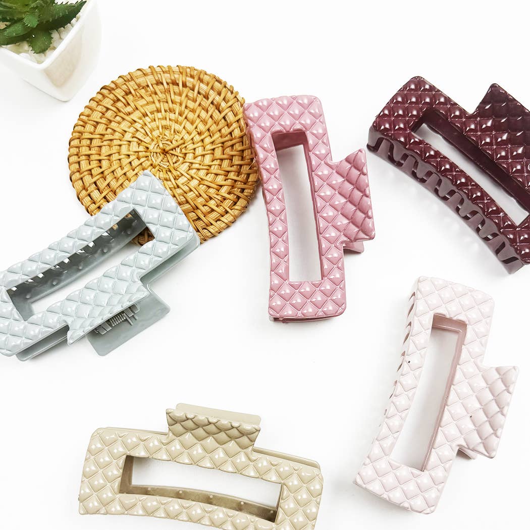 Embossed Glossy Rectangle Hair Claw