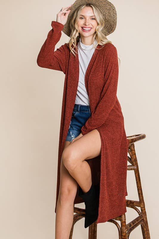 Two-Tone Ribbed Longline Cardigan