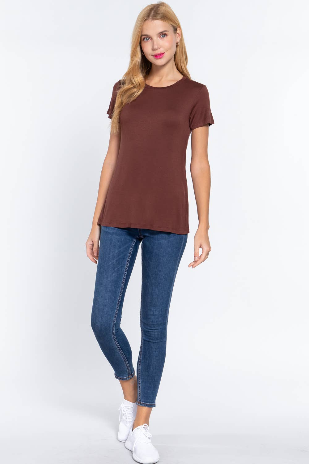 Short Sleeve Crew Neck Rayon Spandex Jersey Top