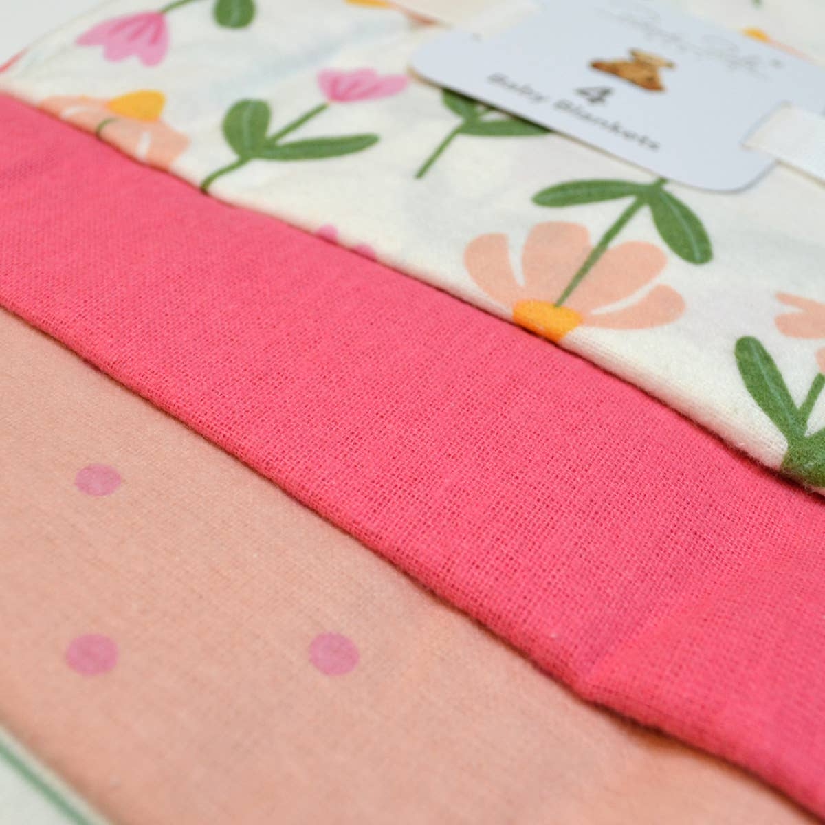 100% Cotton Rene Rofe 4-Pack Flannel Receiving Baby Blankets