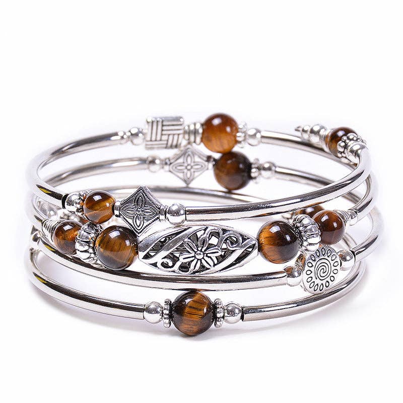 Natural Stone Wrap Beaded Bracelet Bangle