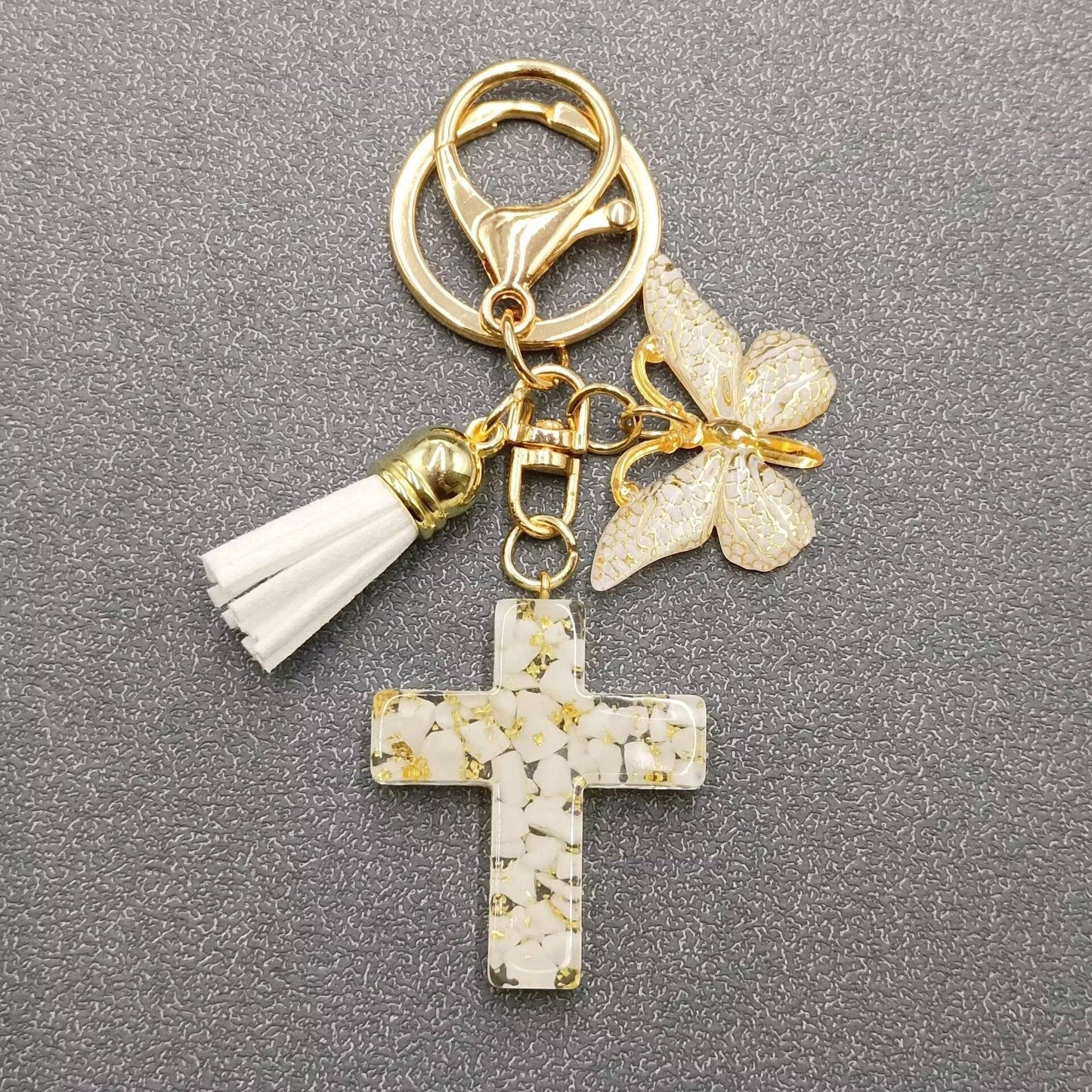Multi-style Acrylic Butterfly Resin Cross Pendant  Keychains
