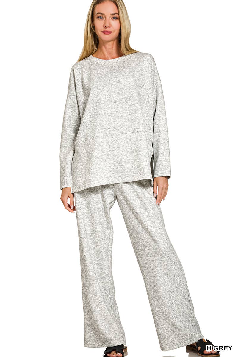 Scuba Side Slit Top & Pants Set Zenana