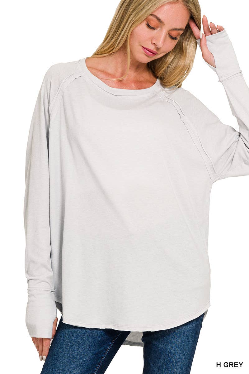 Cotton Raglan Sleeve Thumbhole Top