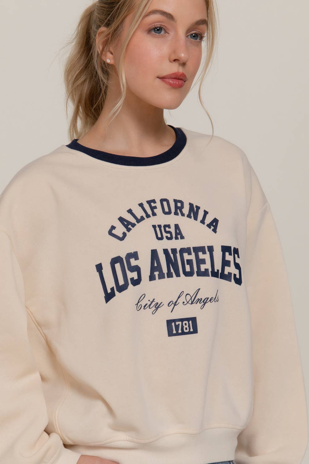 Long Sleeve Printed Oversized Varsity Sweatshirt