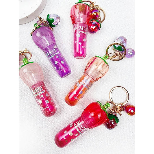 Strawberry Charm Keychain Lip Gloss Set