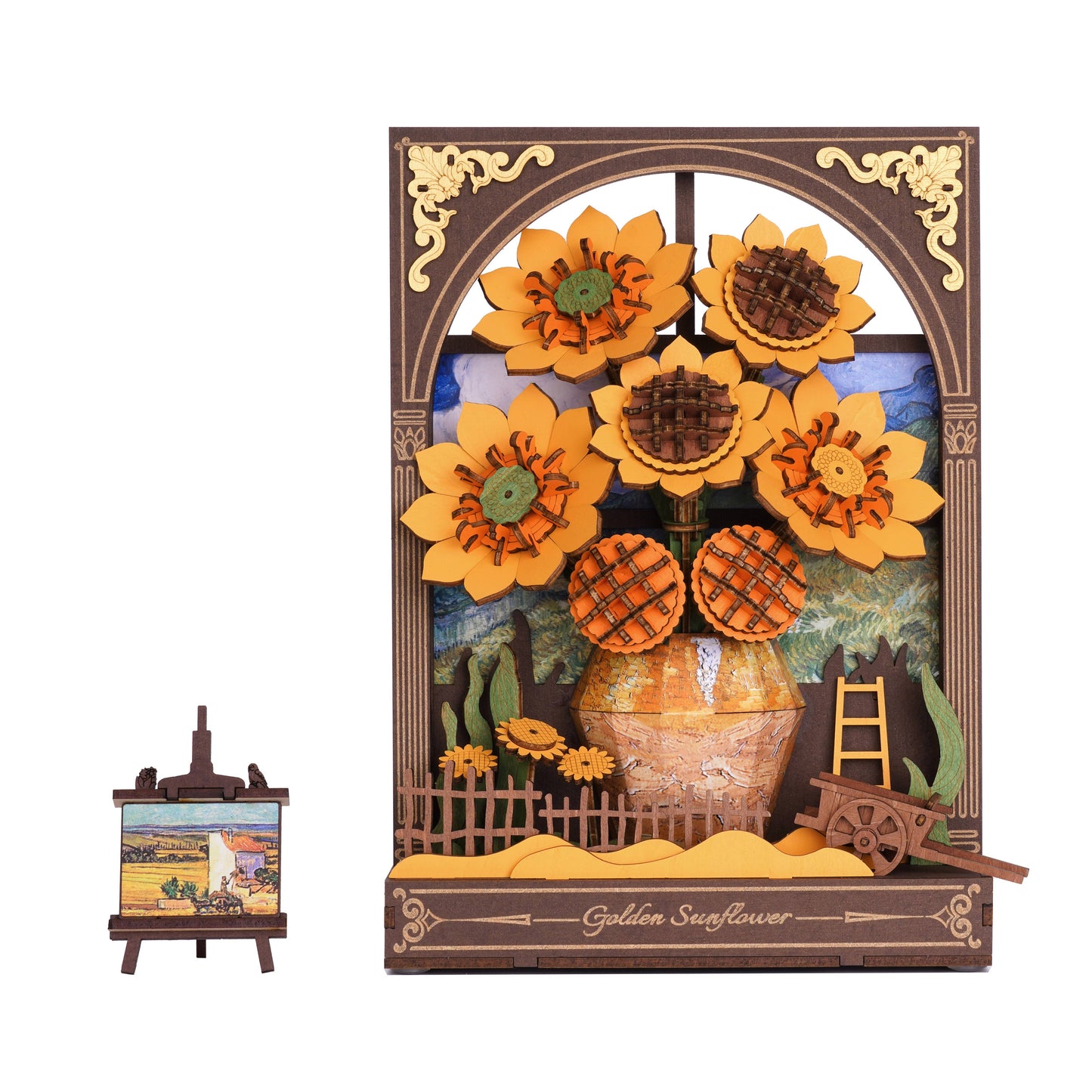 DIY 3D Wooden Puzzle: Golden Sunflower