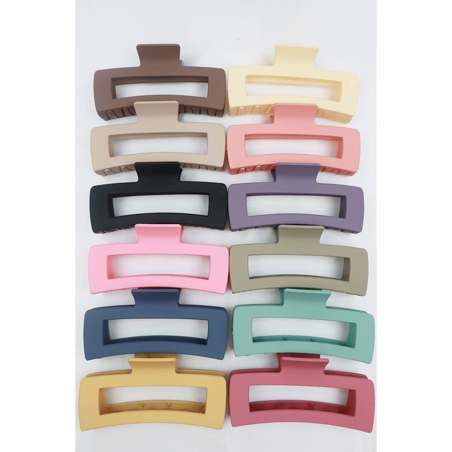 Matte Jumbo Cut Out Rectangle Hair Claw Clip