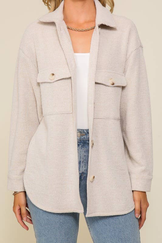 Brushed Button Down Shaket