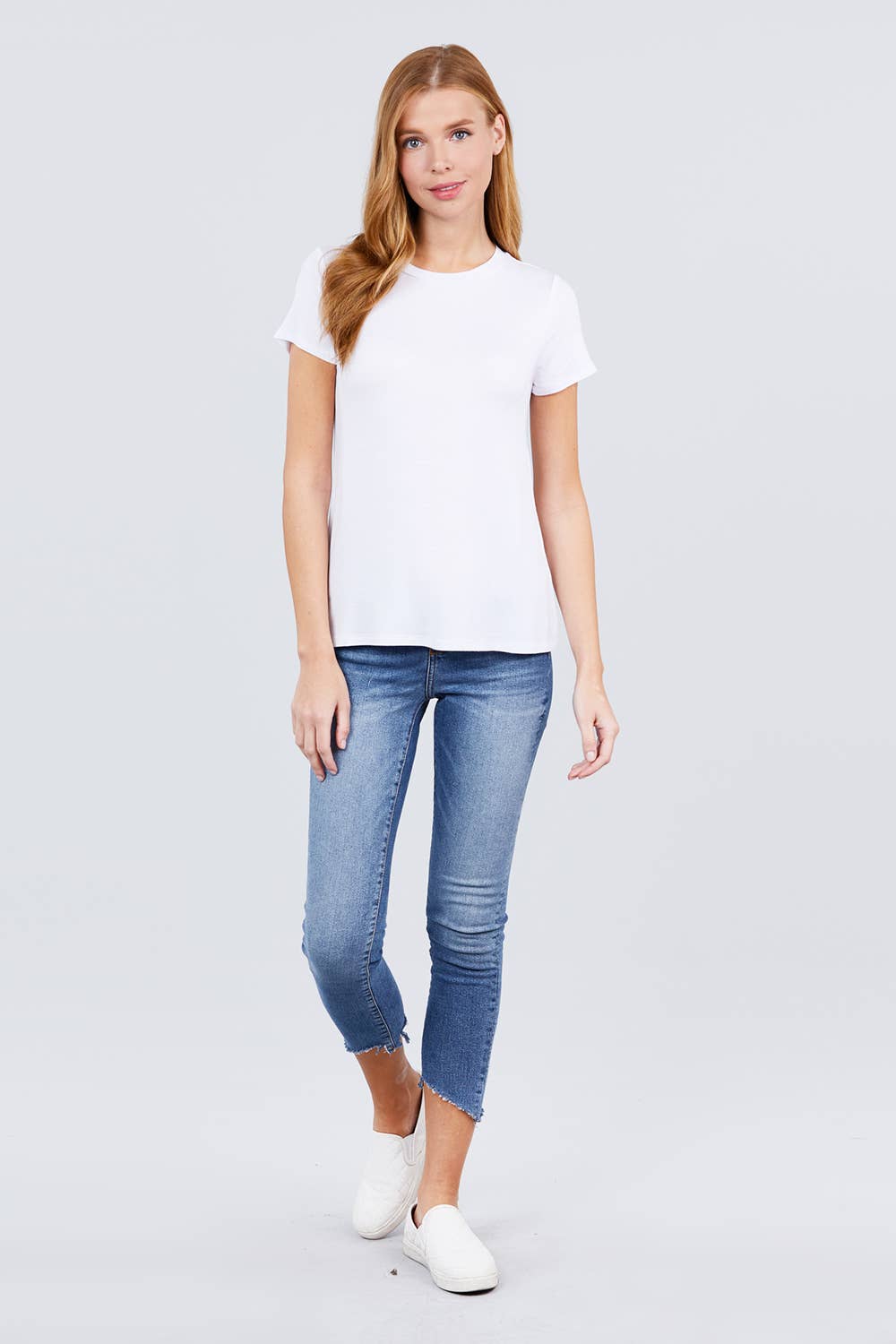 Short Sleeve Crew Neck Rayon Spandex Jersey Top