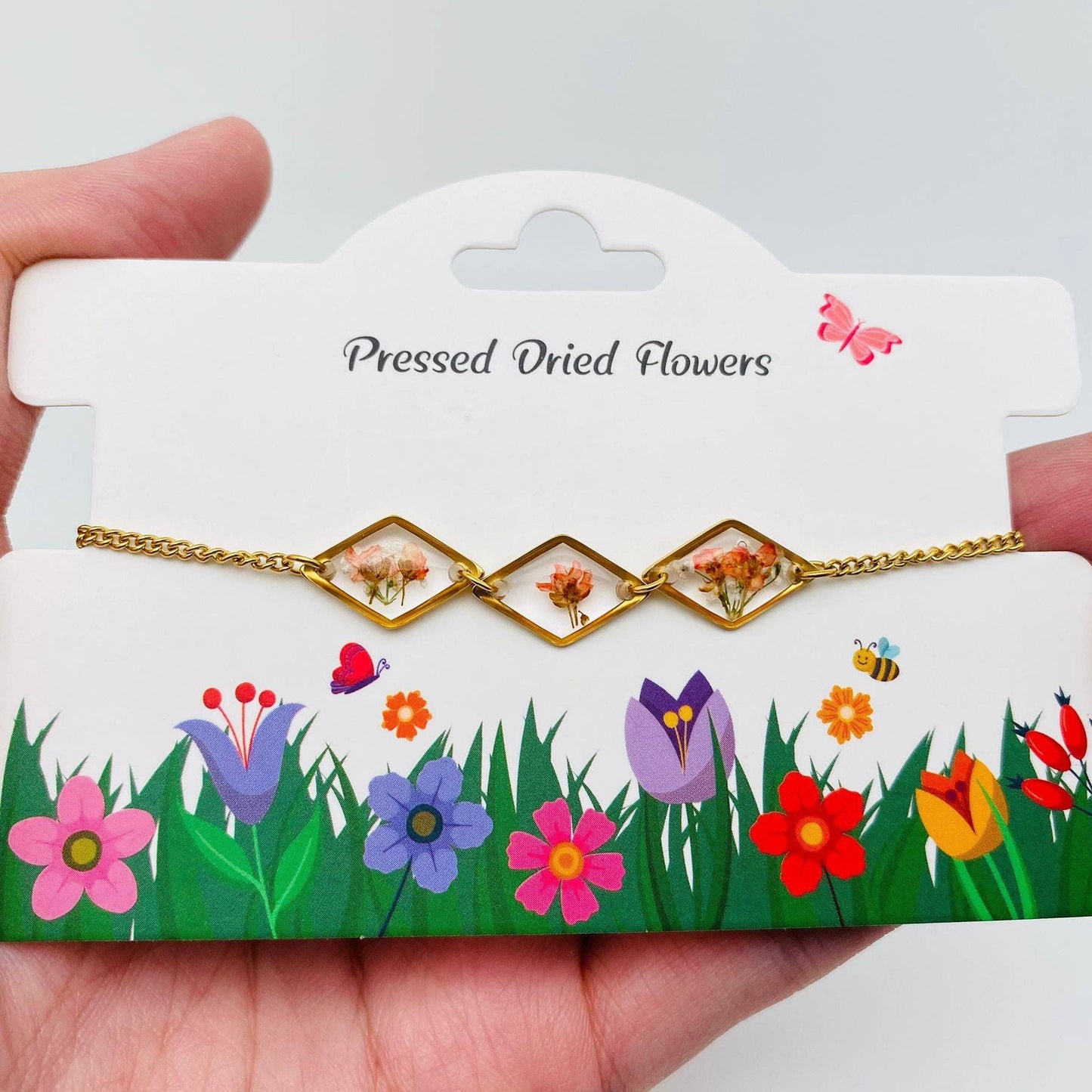 Dried Flowers Floral Geometric Bracelet