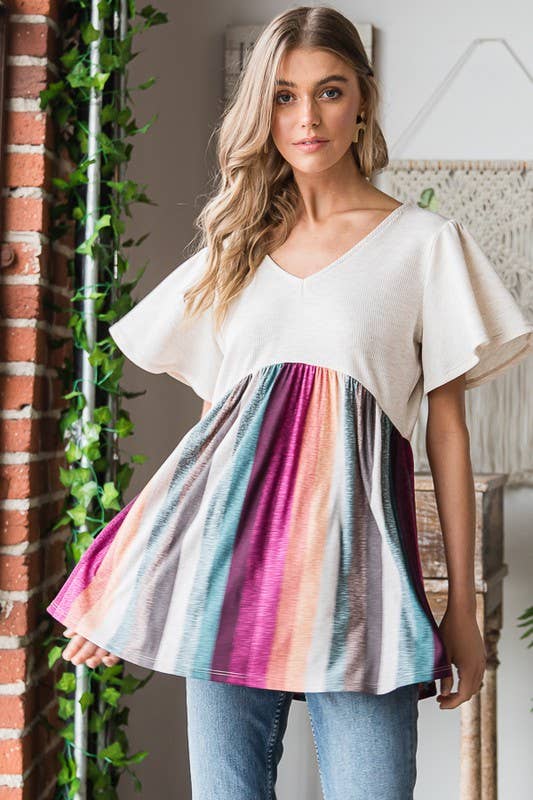 TRIPE BABYDOLL TOP