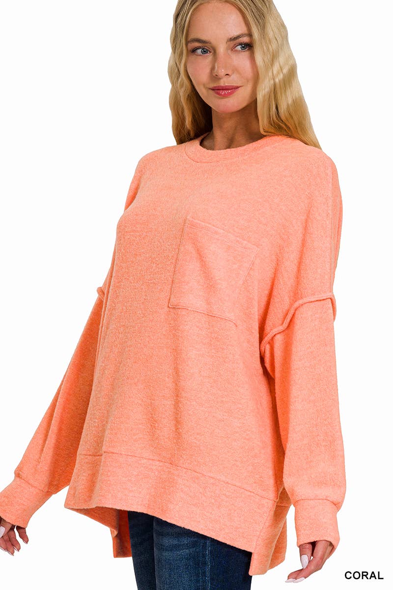 Brushed Melange Drop Shoulder Oversized Sweater