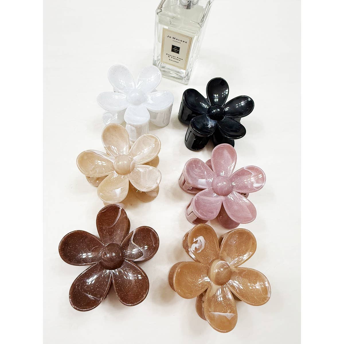 Marbled and Glittered Daisy Hair Clips
