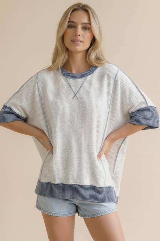 Plus Tri Angle Detail Oversized Color Block Top