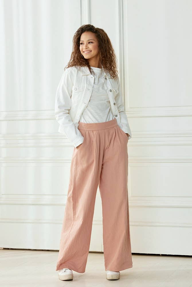 NP1002 Cotton Smocked Wide Leg Pants