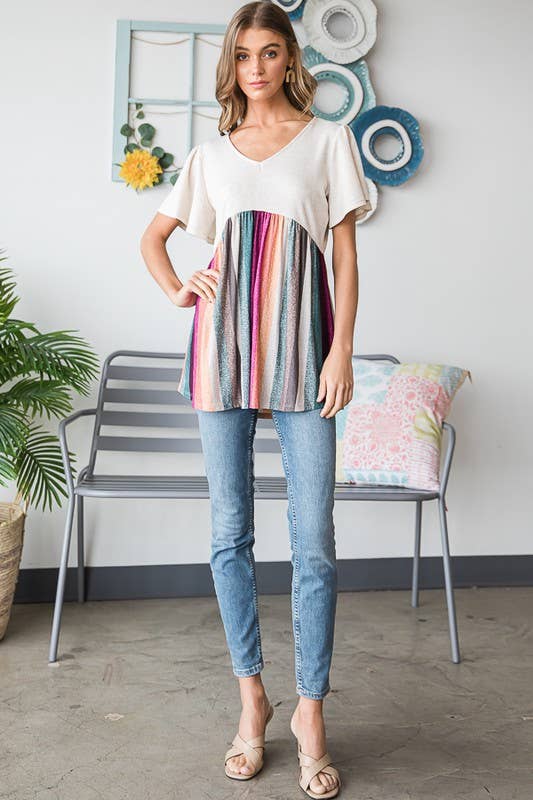 TRIPE BABYDOLL TOP