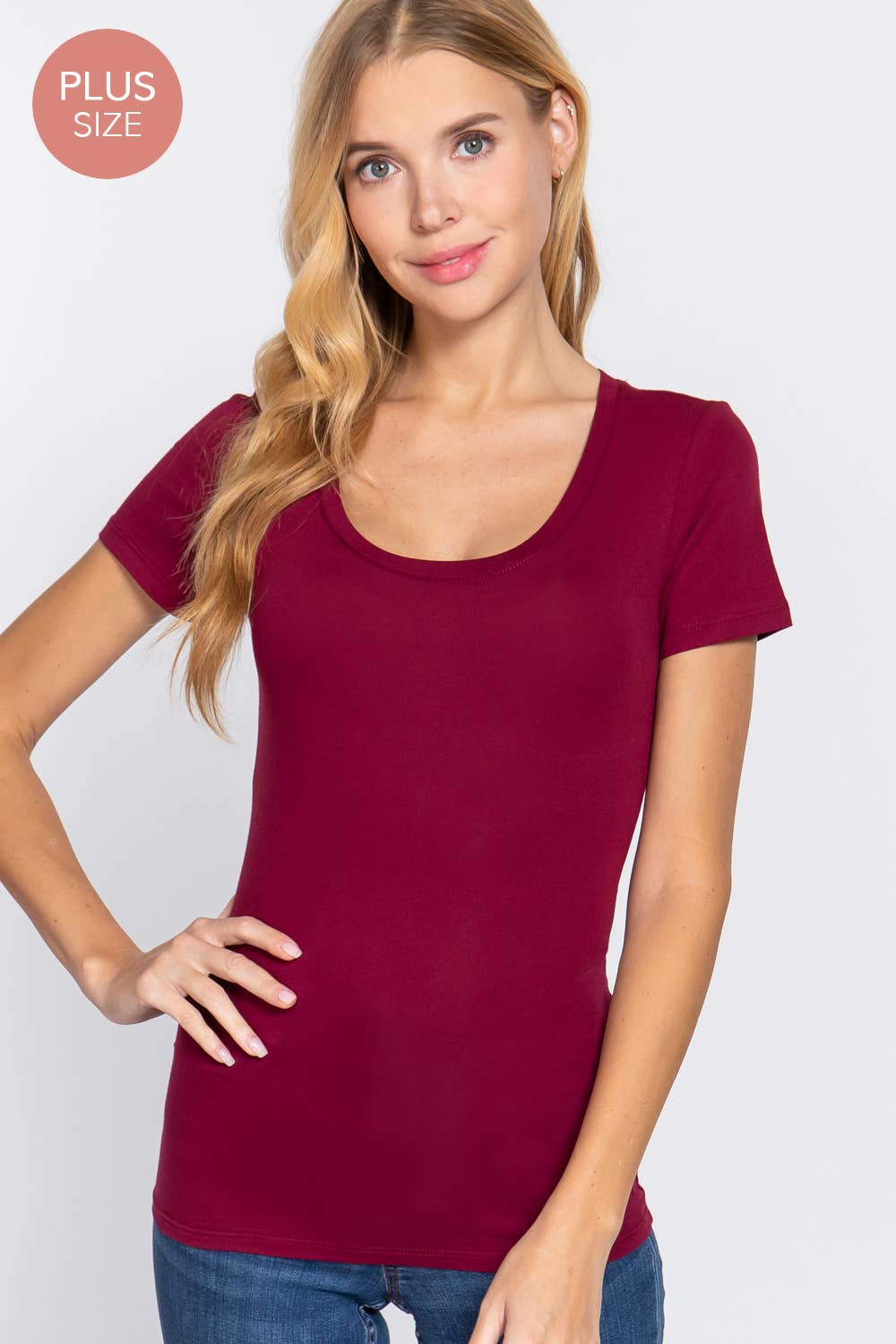 Short Sleeve Scoop Neck Cotton Jersey Top