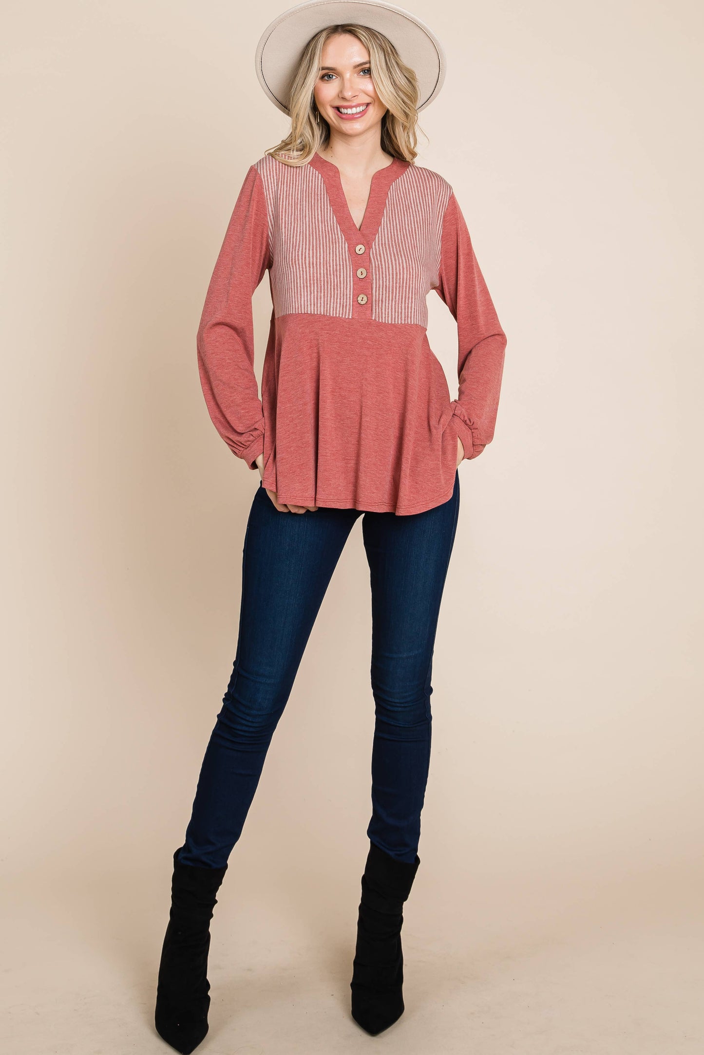 Solid Long Sleeve Tunic Top