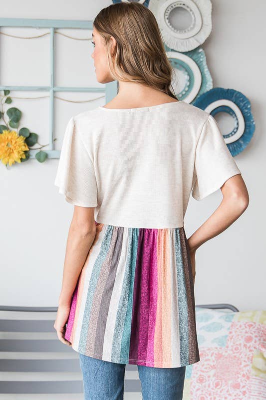 TRIPE BABYDOLL TOP