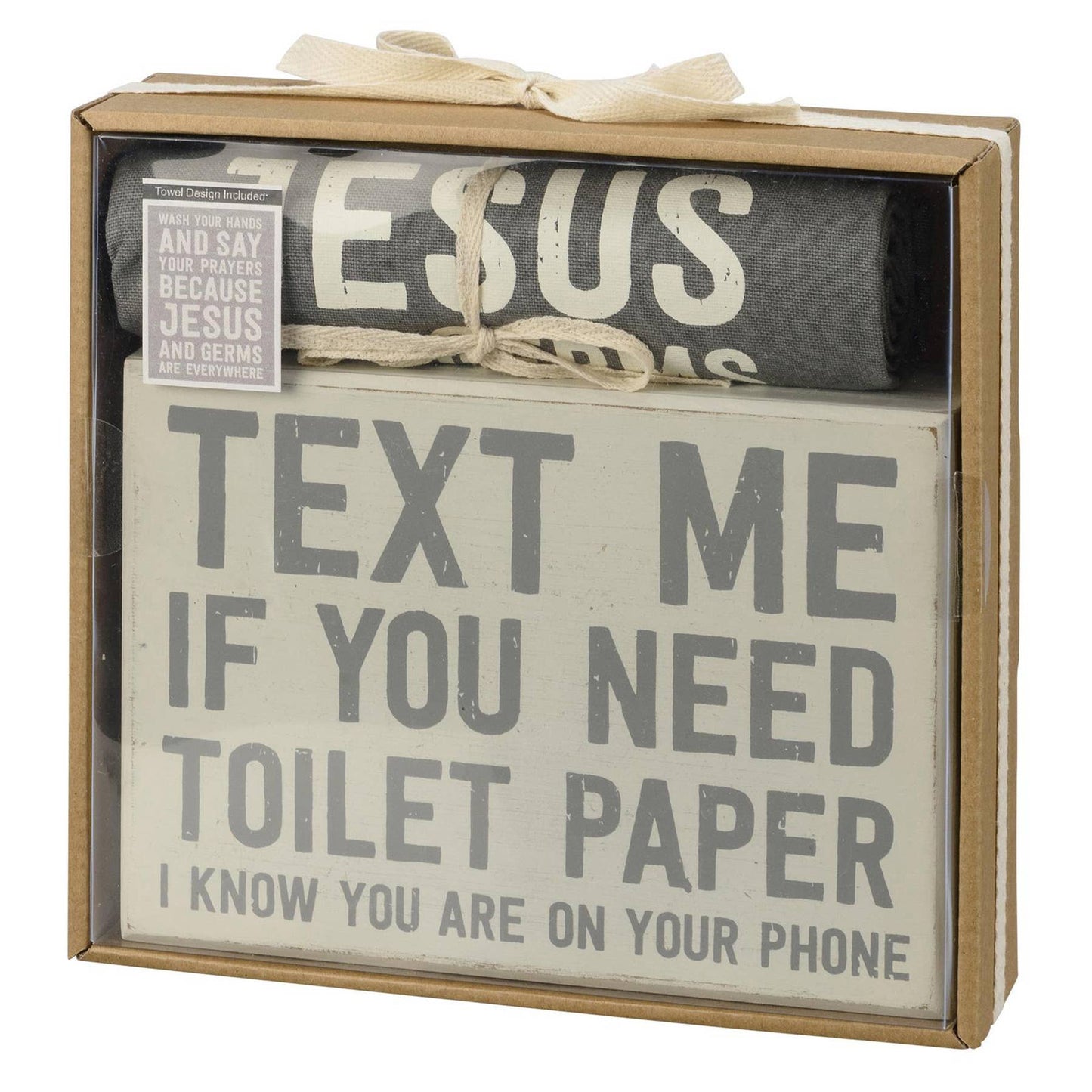Text Me Box Sign And Towel Set