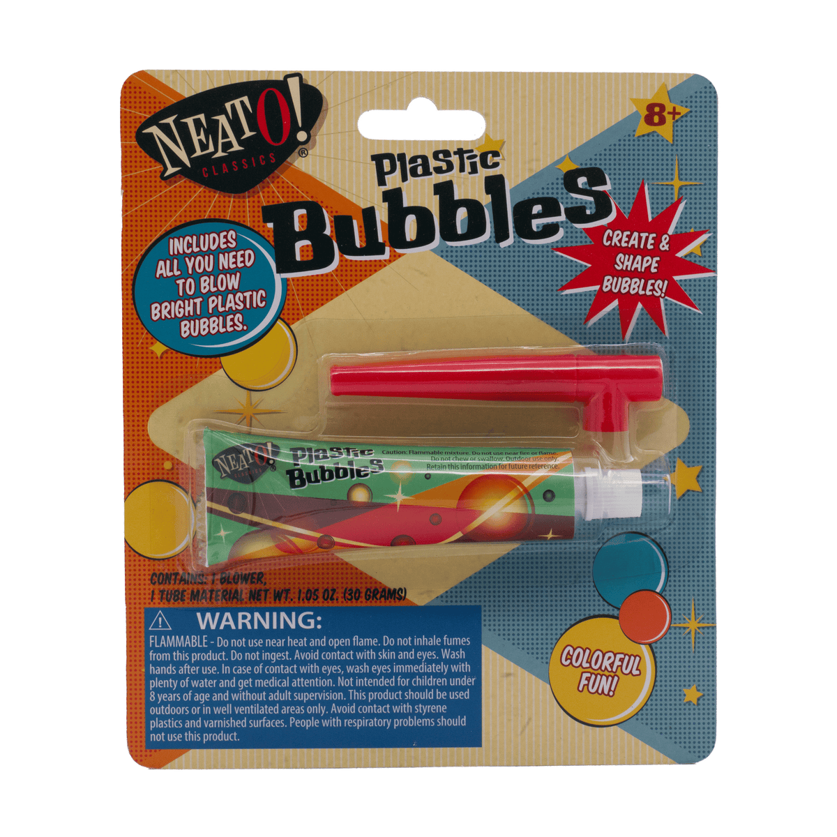Neato! Plastic Bubbles, Blow & Shape Your Own- Retro Classic