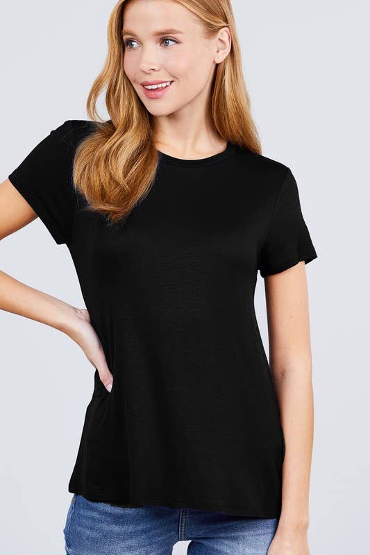 Short Sleeve Crew Neck Rayon Spandex Jersey Top