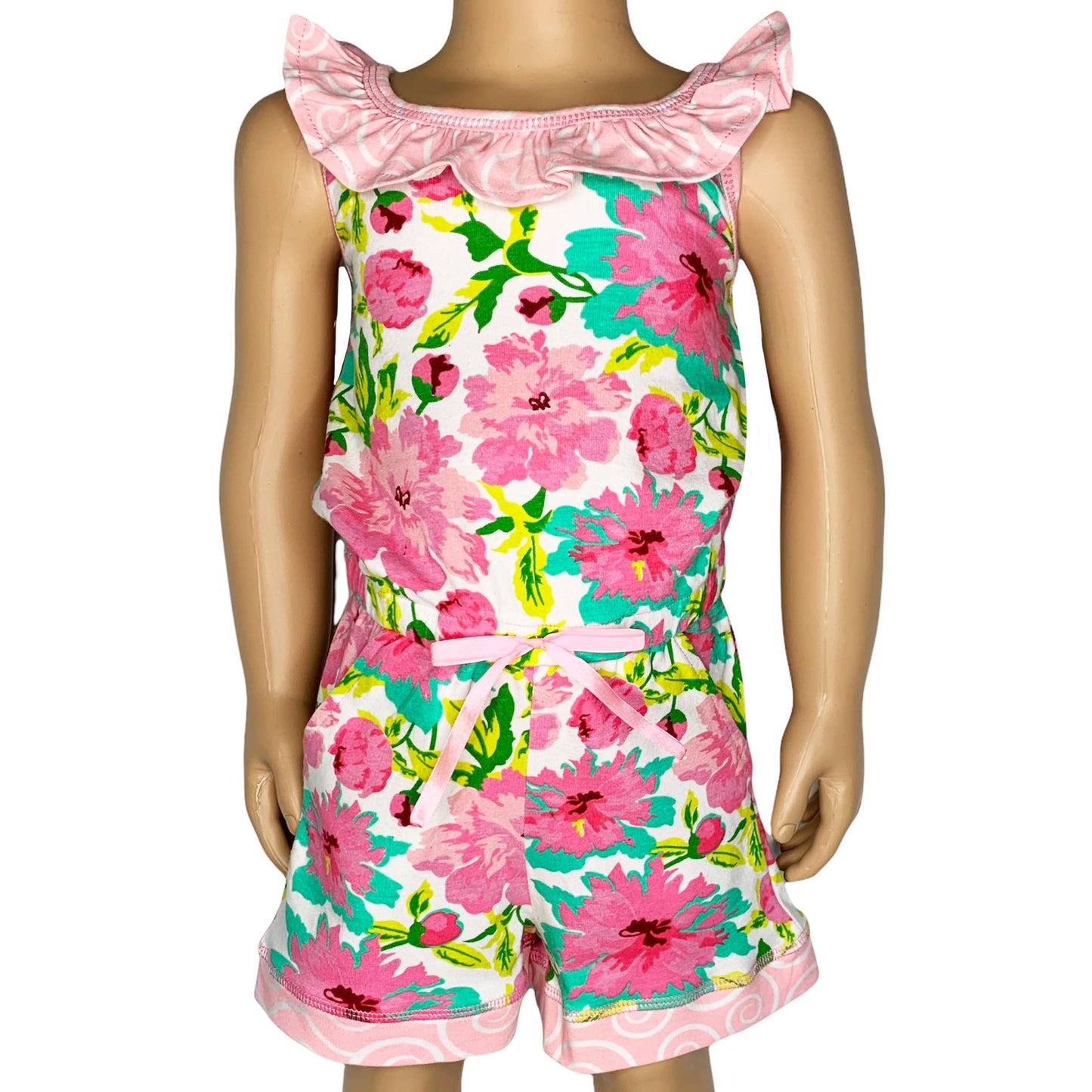 AnnLoren Floral Girls Jumpsuit Summer Romper Clothing Shorts
