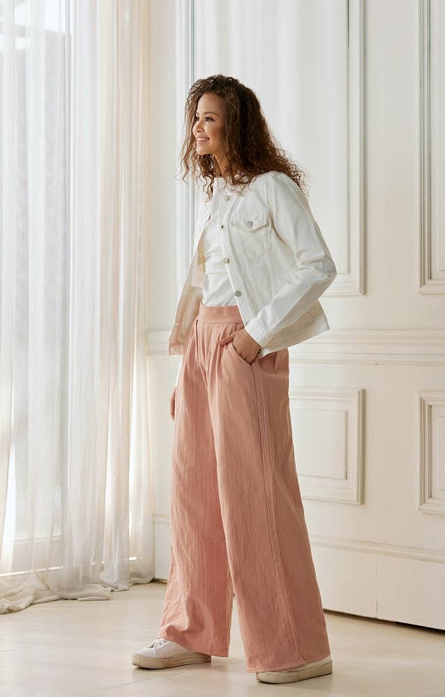 NP1002 Cotton Smocked Wide Leg Pants