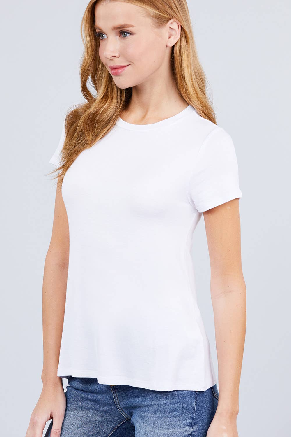 Short Sleeve Crew Neck Rayon Spandex Jersey Top