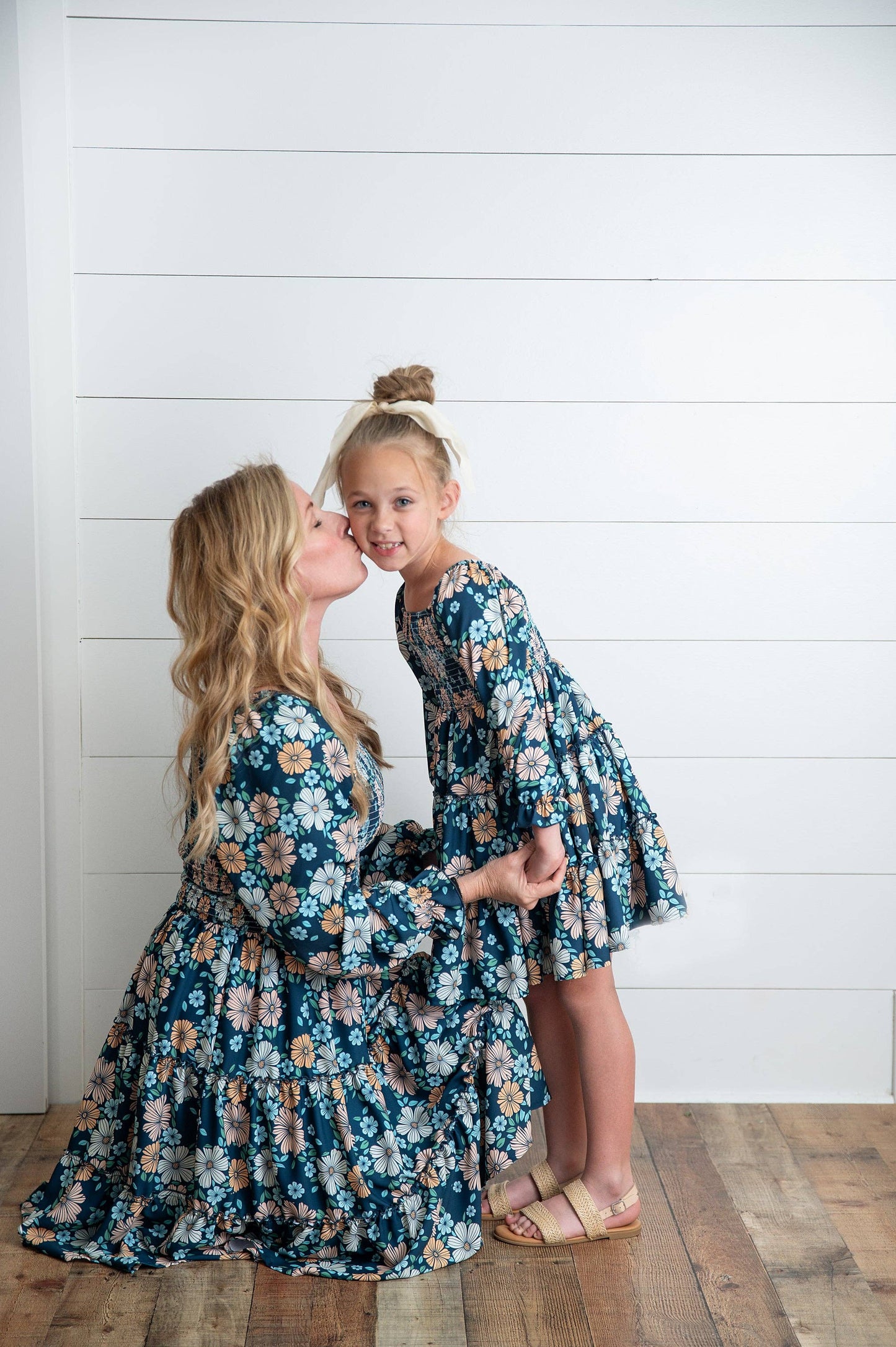 Girls Grace Winter Floral Mommy & Me Matching 3 Tiered Dress