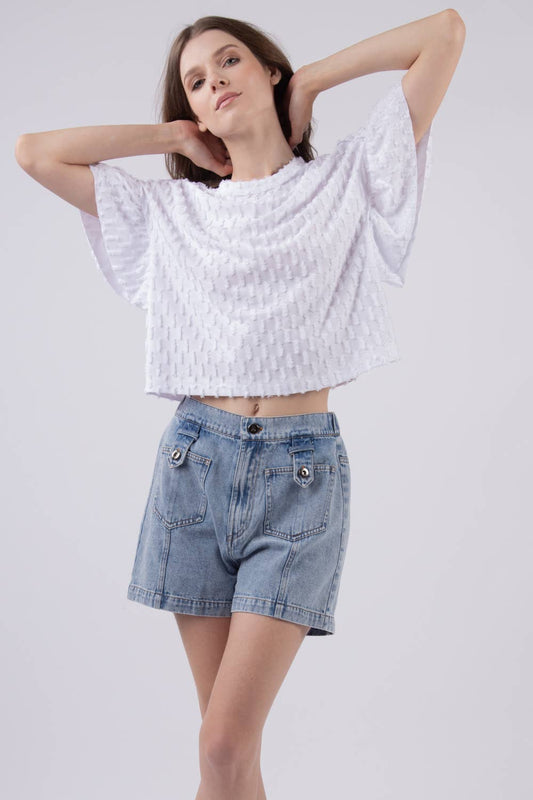 Textured Knit Oversized Casual Top