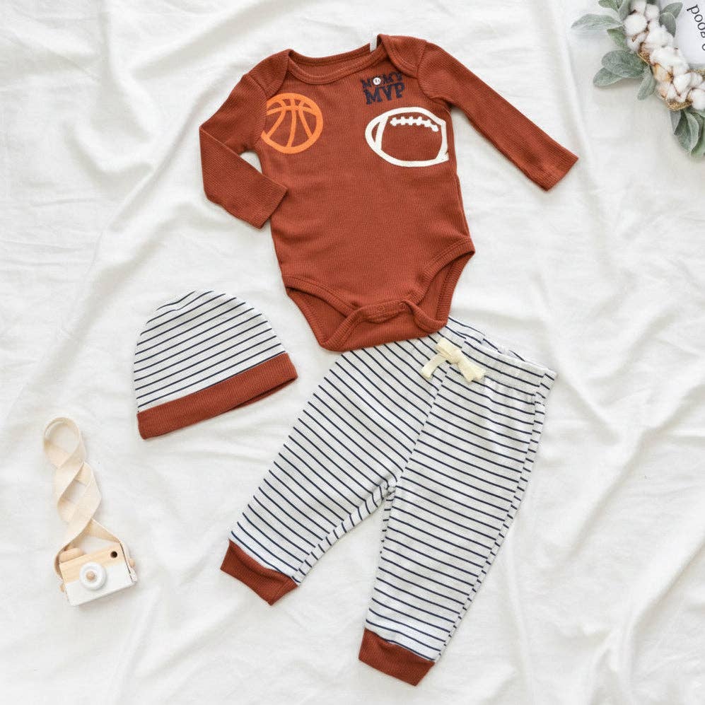 Baby 3pcs Chenille Applique Bodysuit Hat Pants Set