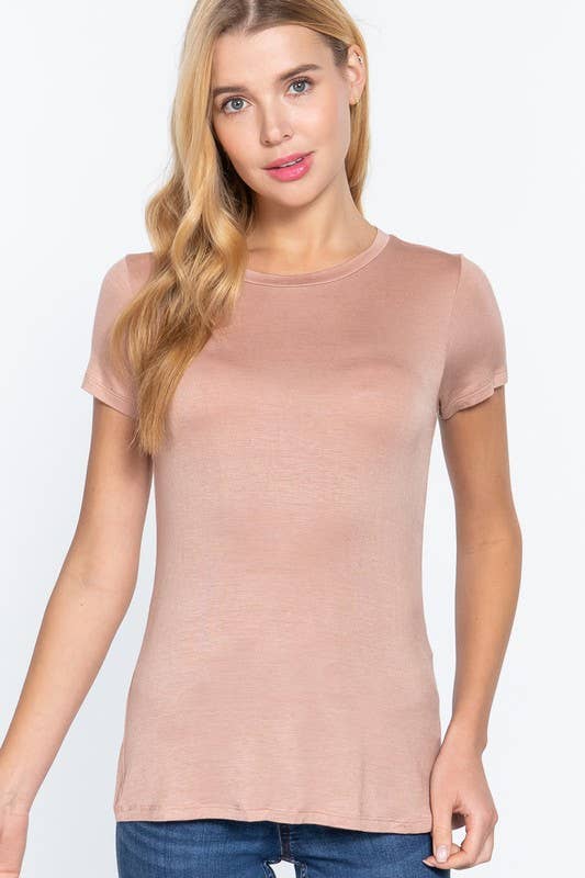 Short Sleeve Crew Neck Rayon Spandex Jersey Top