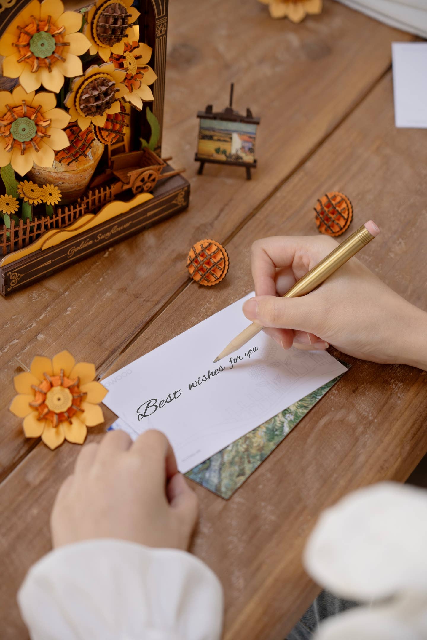 DIY 3D Wooden Puzzle: Golden Sunflower