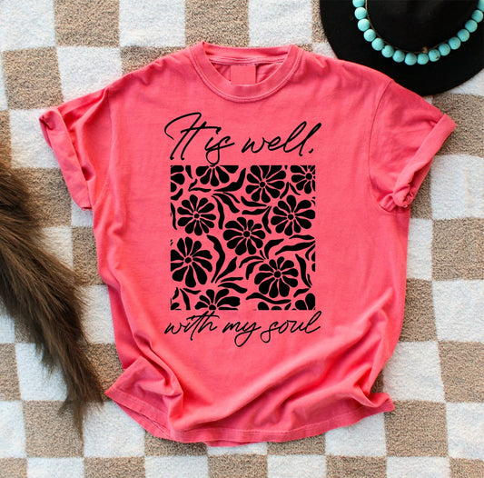 IT IS WELL FAITH CHRISTIAN GARMENT DYED GRAPHIC TEE