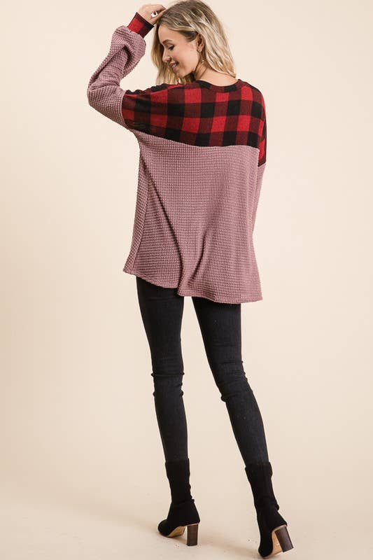 Heavy Waffle Buffalo Plaid Tunic