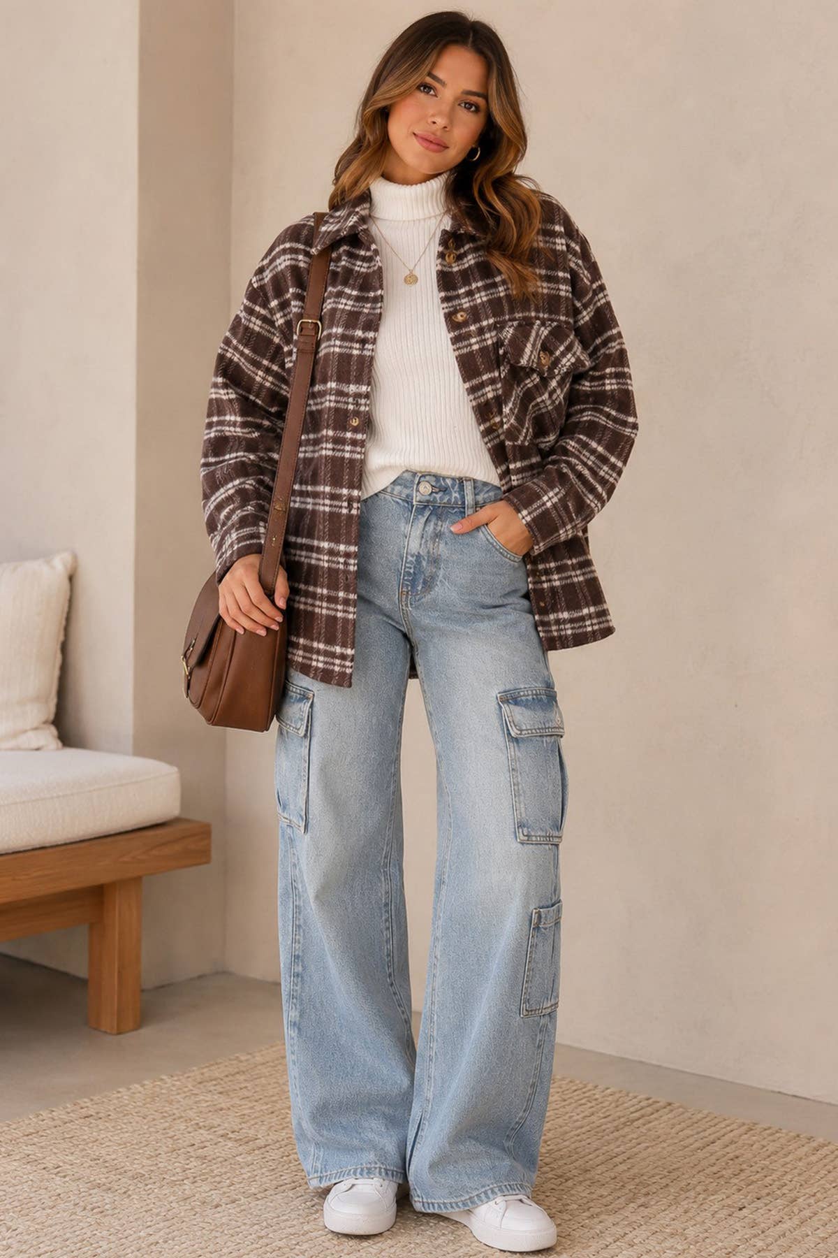 Fall Vibes Plaid Print Shacket