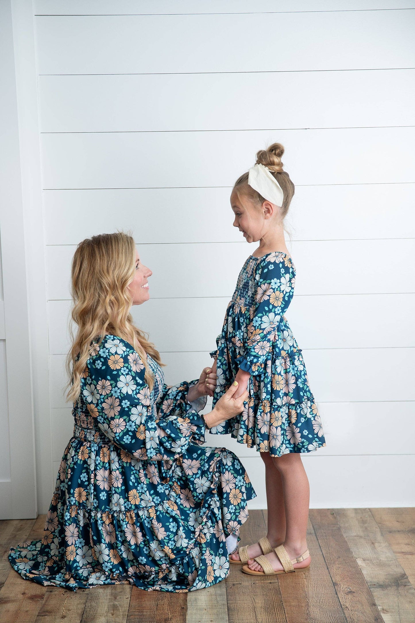 Girls Grace Winter Floral Mommy & Me Matching 3 Tiered Dress