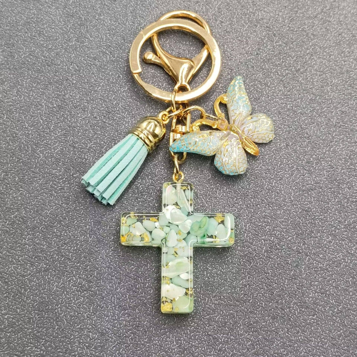 Multi-style Acrylic Butterfly Resin Cross Pendant  Keychains