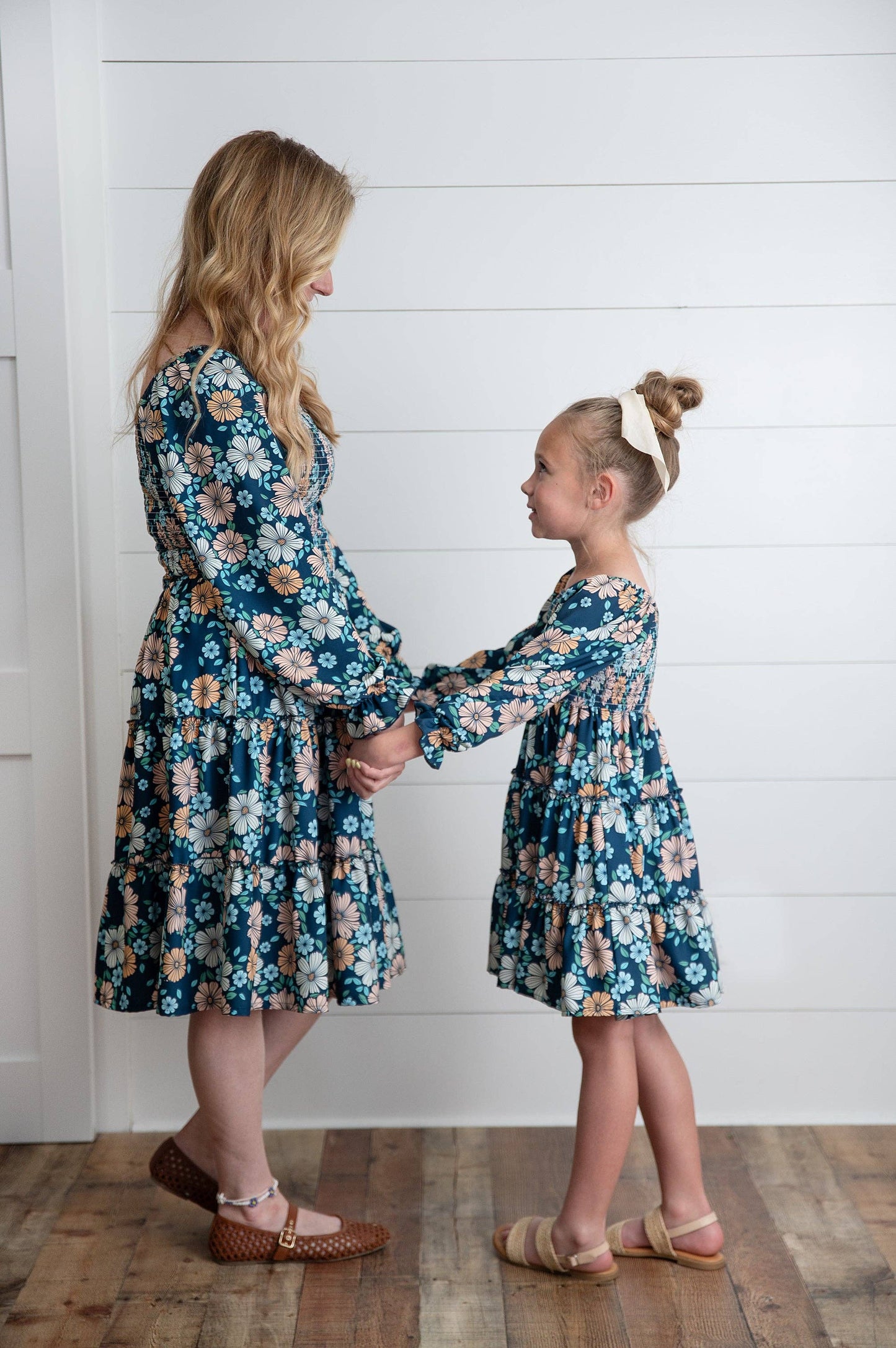 Girls Grace Winter Floral Mommy & Me Matching 3 Tiered Dress