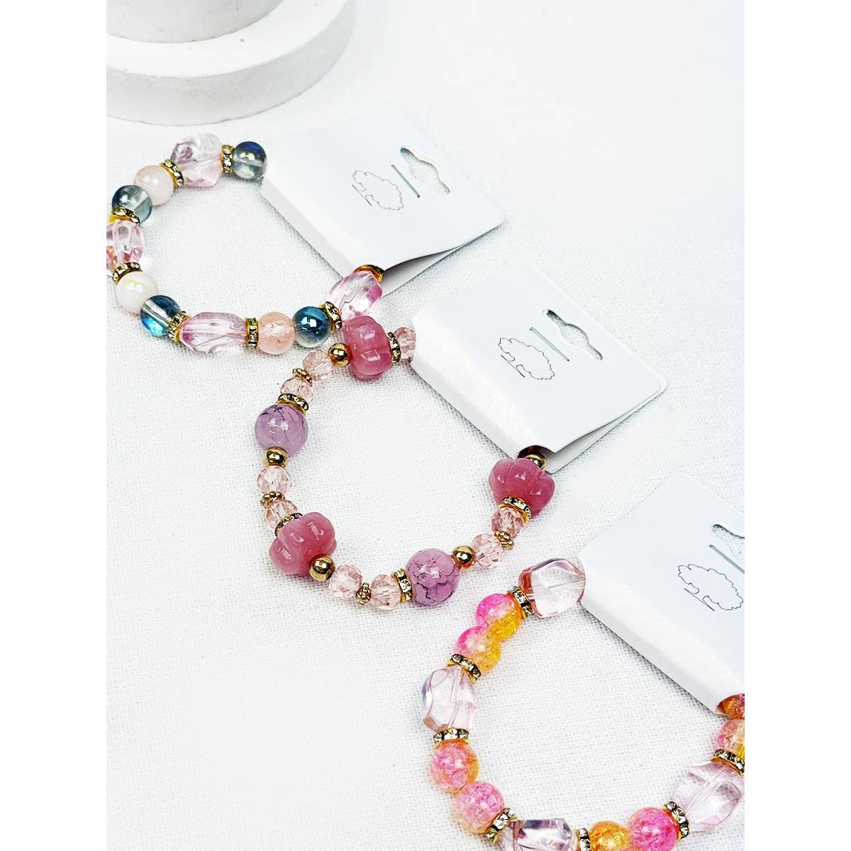 Soft Pink Shades of Mix Bead Stretch Bracelets