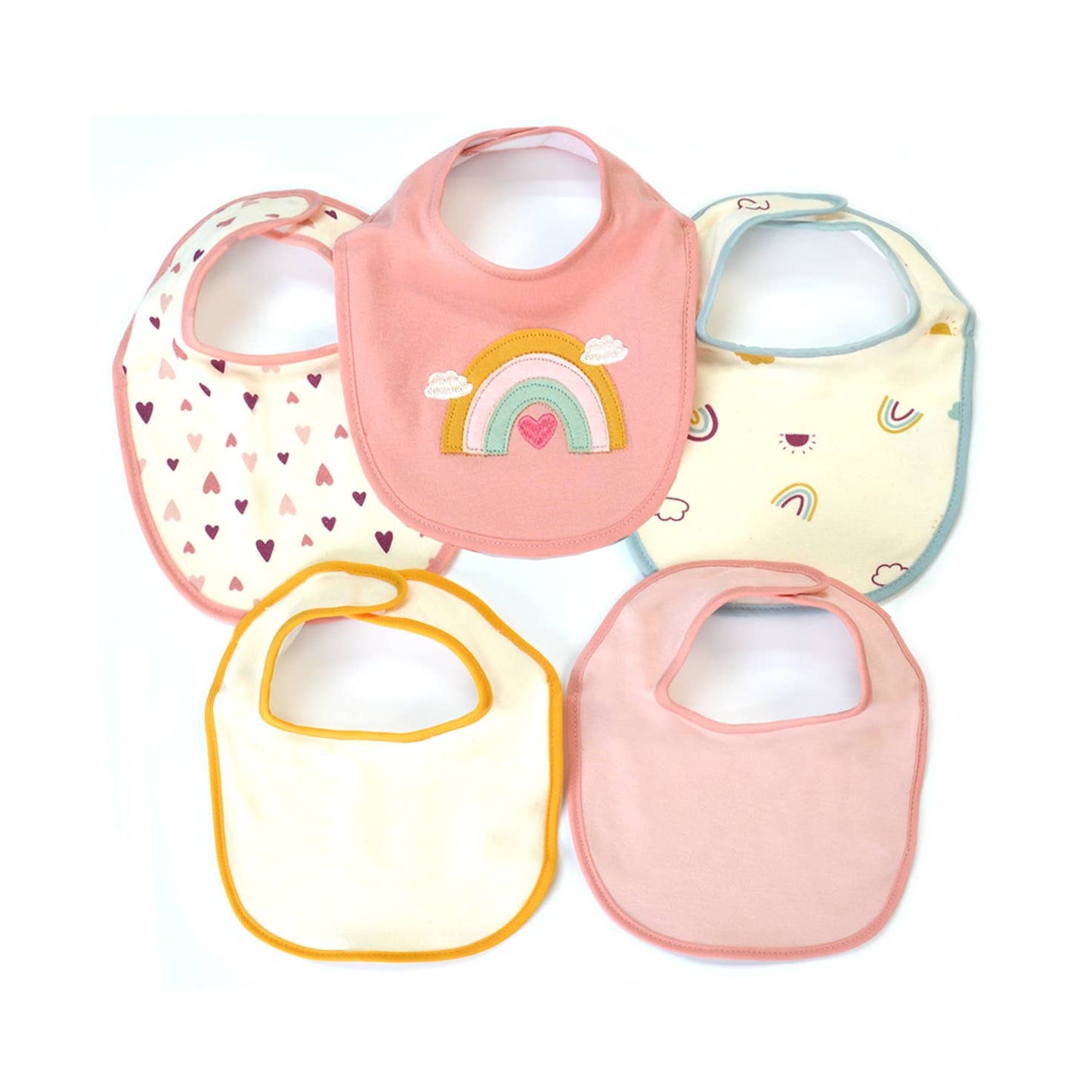 5 Pack Soft Cotton Poly Embroidered Baby Bibs