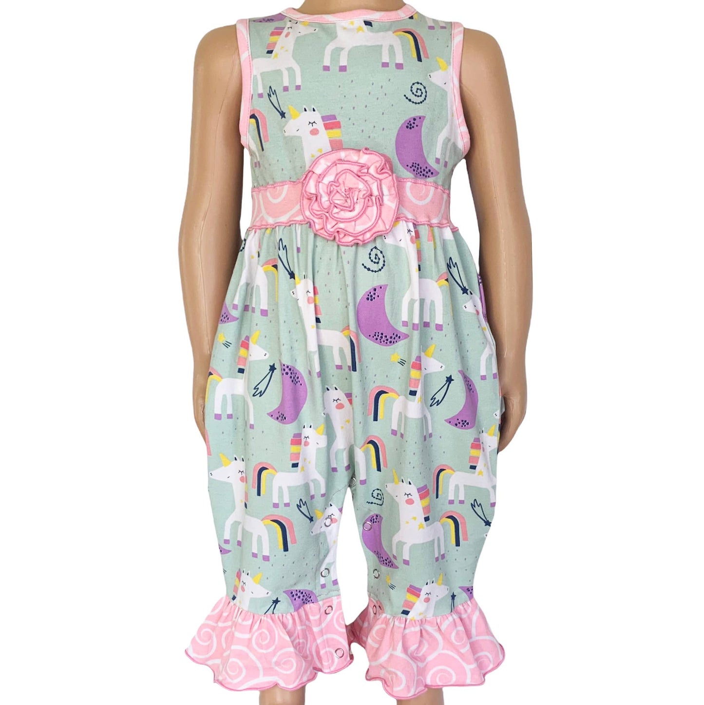 AnnLoren Toddler Unicorn & Rainbow Baby Girls Romper PrePack